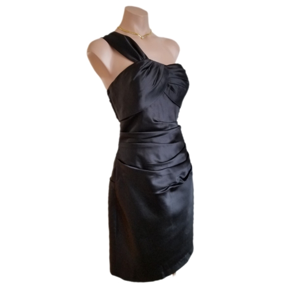 Bill Levkoff formal satin dress black size 10 - Picture 11 of 14